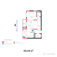 ЖК Hyde Park Shymkent — 2-ком 69,3 м² (от 58 541 600 тг)