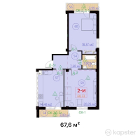 ЖК Гранит — 2-ком 67,6 м² (от 27 040 000 тг)