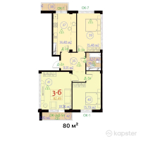 ЖК Гранит — 3-ком 80 м² (от 32 000 000 тг)