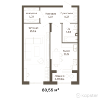 КД Privilegia — 1-ком 60,6 м² (от 108 990 000 тг)