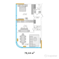 ЖК  Hyde Premium Tower — 2-ком 78,4 м² (от 56 006 160 тг)