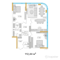 ЖК  Hyde Premium Tower — 3-ком 112,4 м² (от 80 282 160 тг)