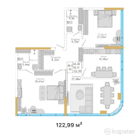 ЖК  Hyde Premium Tower — 3-ком 123 м² (от 87 814 860 тг)