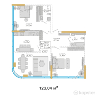 ЖК  Hyde Premium Tower — 3-ком 123 м² (от 87 850 560 тг)