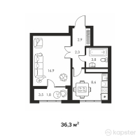 ЖК Everest — 1-ком 36,3 м² (null)