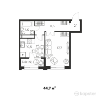 ЖК Everest — 1-ком 44,7 м² (null)