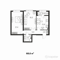 ЖК Everest — 2-ком 68,6 м² (null)