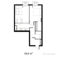 ЖК Oslo Residence — 2-ком 59,5 м² (от 44 625 000 тг)