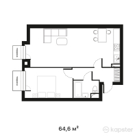 ЖК Oslo Residence — 2-ком 64,6 м² (от 48 450 000 тг)