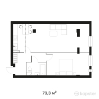 ЖК Oslo Residence — 2-ком 73,3 м² (от 54 975 000 тг)