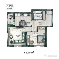 ЖК Triumph Exclusive — 2-ком 66,3 м² (от 51 145 000 тг)