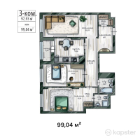 ЖК Triumph Exclusive — 3-ком 99 м² (от 76 458 880 тг)