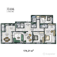ЖК Triumph Exclusive — 4-ком 174,2 м² (от 134 490 120 тг)
