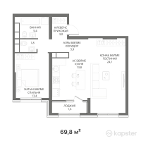 ЖК RIVIERA Plus — 2-ком 69,8 м² (от 53 048 000 тг)
