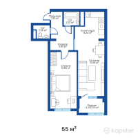 ЖК Parasat — 2-ком 55 м² (от 27 500 000 тг)