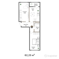 ЖК Восточные Ворота — 2-ком 62,3 м² (от 14 628 750 тг)