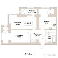 ЖК Комфорт Сити — 2-ком 82,5 м² (от 68 475 000 тг)