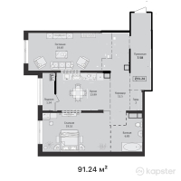 ЖК Arman City — 2-ком 91,2 м² (от 44 798 840 тг)