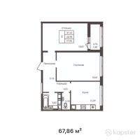 ЖК Grand Victoria — 2-ком 67,9 м² (от 28 365 480 тг)