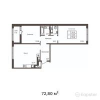 ЖК Grand Victoria — 2-ком 72,8 м² (от 30 430 400 тг)