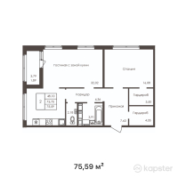 ЖК Grand Victoria — 2-ком 76 м² (от 31 747 100 тг)