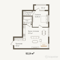 ЖК Женис — 2-ком 52,9 м² (от 17 457 000 тг)