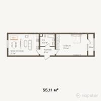 ЖК Женис — 2-ком 55,1 м² (от 18 186 300 тг)
