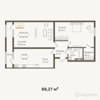 ЖК Женис — 3-ком 89,3 м² (от 29 459 100 тг)