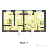 ЖК Esil City — 1-ком 45,1 м² (от 17 122 800 тг)