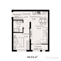 ЖК Everest Boulevard — 2-ком 46,5 м² (от 20 938 500 тг)