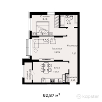 ЖК Everest Boulevard — 2-ком 62,9 м² (от 28 291 500 тг)