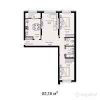 ЖК Everest Boulevard — 3-ком 81,2 м² (от 36 517 500 тг)