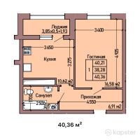 ЖК Tumar Residence — 1-ком 40,4 м² (от 22 198 000 тг)
