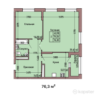 ЖК Tumar Residence — 2-ком 76,3 м² (от 41 965 000 тг)