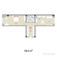 ЖК Qarasai Park — 2-ком 58,5 м² (от 45 045 000 тг)