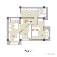 ЖК Qarasai Park — 3-ком 77,9 м² (от 59 983 000 тг)