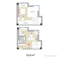 ЖК Тау Шатыр — 2-ком 53,9 м² (от 58 212 000 тг)