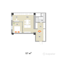 ЖК Тау Шатыр — 2-ком 57 м² (от 61 560 000 тг)