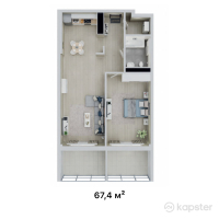 ЖК Miracle — 2-ком 67,4 м² (от 70 770 000 тг)