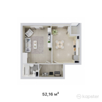 ЖК Elet — 1-ком 52,2 м² (от 33 382 400 тг)