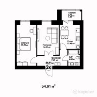 ЖК Рио Де Жанейро — 2-ком 54,9 м² (от 19 218 500 тг)