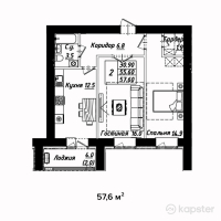 ЖК Рио Де Жанейро — 2-ком 57,6 м² (от 20 160 000 тг)