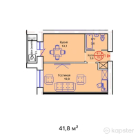 ЖК Sapsan — 1-ком 41,8 м² (от 13 794 000 тг)