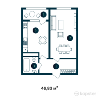 ЖК Exclusive Prime — 1-ком 46,8 м² (от 31 844 400 тг)