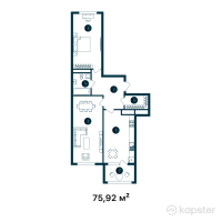 ЖК Exclusive Prime — 2-ком 75,9 м² (от 48 588 800 тг)