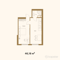 ЖК New Life — 1-ком 46,2 м² (от 18 795 260 тг)