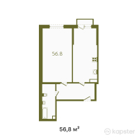 ЖК Buta Fenomen — 2-ком 56,8 м² (от 30 672 000 тг)