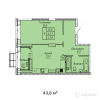 ЖК ATAMURA — 1-ком 43,8 м² (от 17 301 000 тг)