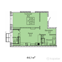 ЖК ATAMURA — 1-ком 44,1 м² (от 17 419 500 тг)