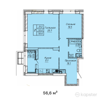 ЖК ATAMURA — 2-ком 56,6 м² (от 22 357 000 тг)